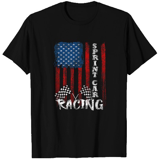 4th Of July American Flag Race Lovers Sprint Car Racing T-Shirts