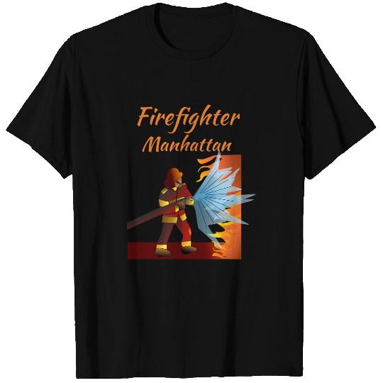Firefighter Manhattan Art NYC Borough T-Shirts