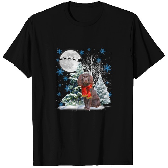 Boykin Spaniel Under Moonlight Snow Christmas Pajama 145 T-Shirts