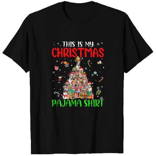 Bully Dog This Is My Christmas Pajama xmass Tree Lights Pitbull Dog 170 Pitbull Dog T-Shirts