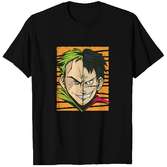 Anime Split Face Otaku Japanese Good and Evil Art Gift T-Shirts