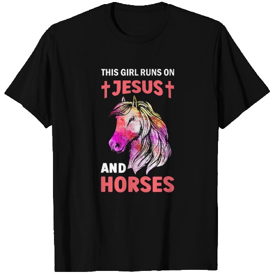Christian Jesus And Horses Girl Women Religion Horse Christ T-Shirts