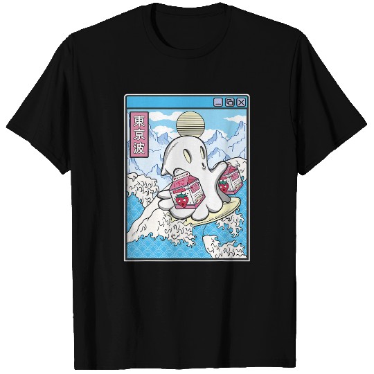 Surf Life ghosts Strawberry Milk Japanese Wave Kawaii Vaporwave T-Shirts
