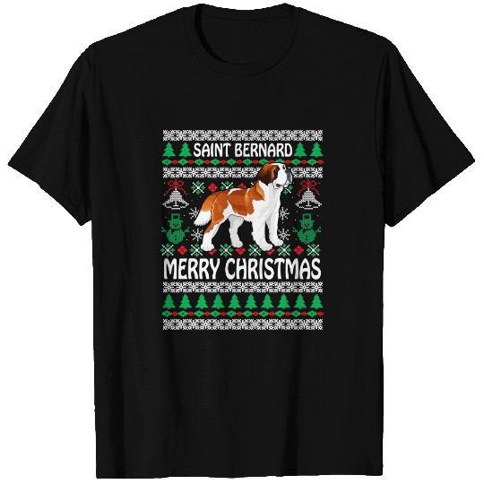 Dog Saint Bernard Merry Christmas Funny Saint Bernard UGLY xmass Pajama Gifts T-Shirts