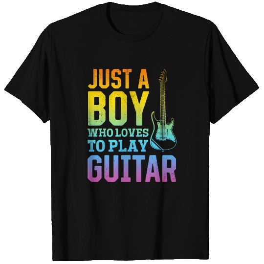 Guitarist Just A Boy Who Loves To Play Guitar Electric Guitar Player Guitar T-Shirts