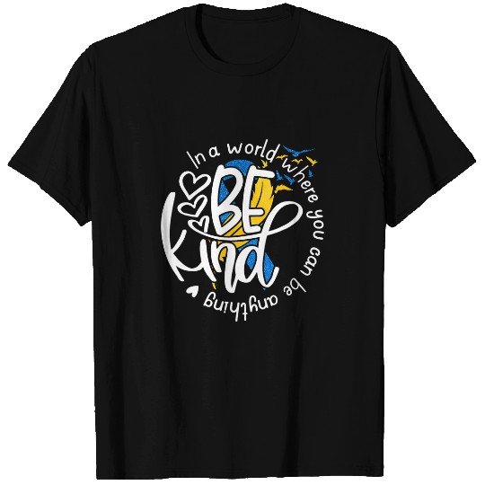 Be Kind Down Syndromes Awareness Blue Yellow Ribbon Kindness T-Shirts