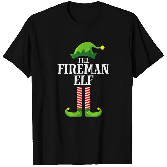 Fireman Firefighter Merry Christmas Firefighter fires Truck Fireman Elf xmass Men Firemen T-Shirts