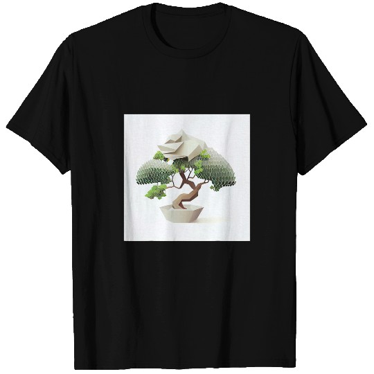 Geometric Zen The Harmonious Bonsai Sculpture Collection T-Shirts