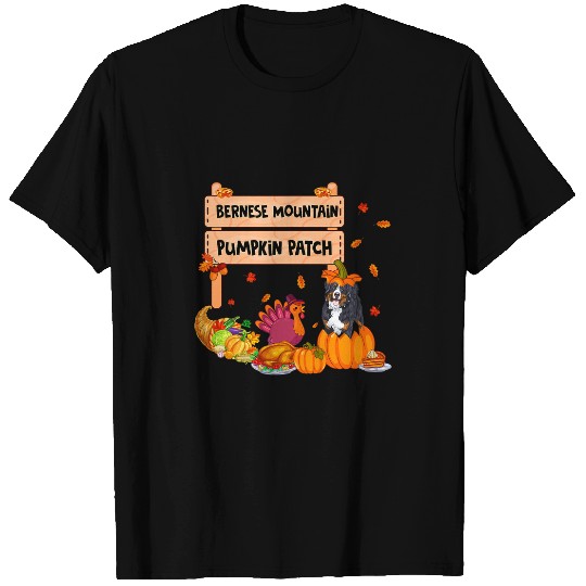 Bernese Mountain Pumpkin Patch Thanksgiving Dog In Pumpkin T-Shirts