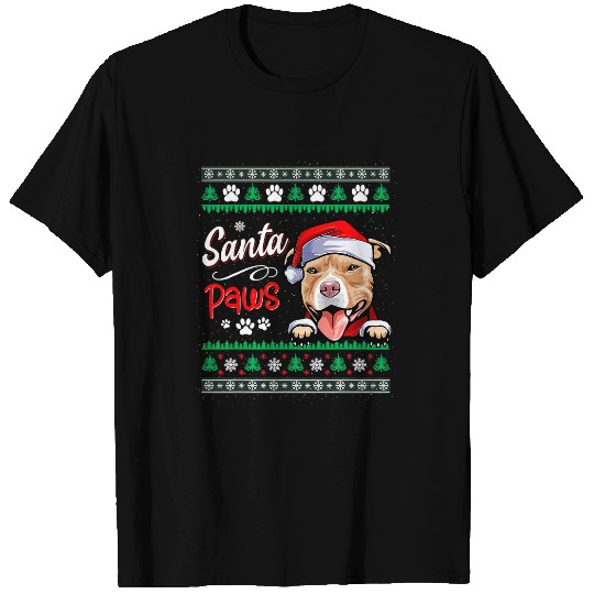 Bully Santa Paws Christmas Dog Merry Christmas Funny Pitbull 234 Pitbull Dog T-Shirts