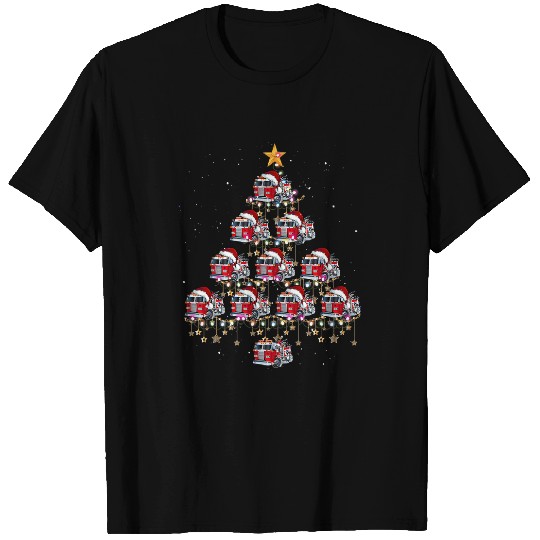 Fireman Firefighter fires Truck Christmas Tree xmass 211 Firemen T-Shirts