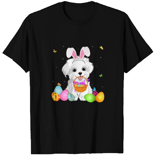 Dog Maltese Womens Dog Mom Gift Cute Bunny Maltese Eggs Easter Day T-Shirts
