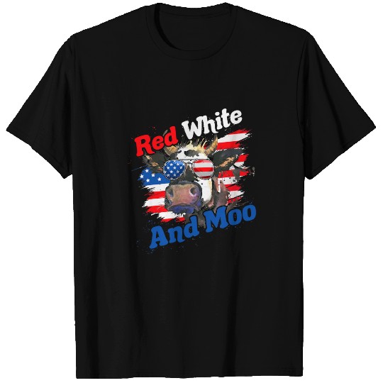 Cow Lover red white and moo patriotic cow farmer 4th of july T-Shirts