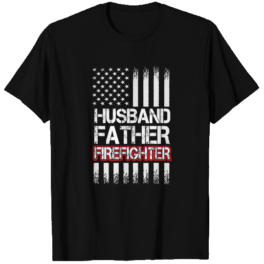 Fireman Firefighter Husband Family Wife Father Firefighter vintages American Flag 250 Couple Firemen T-Shirts