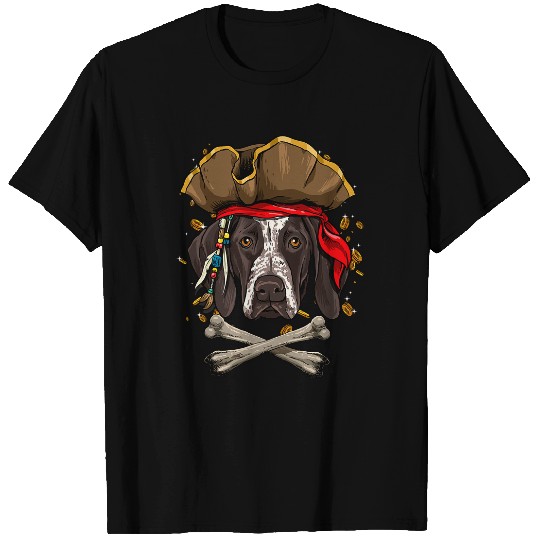 Dog German Shorthaired Pointer Dog Pirate Jolly Roger Crossbones T-Shirts