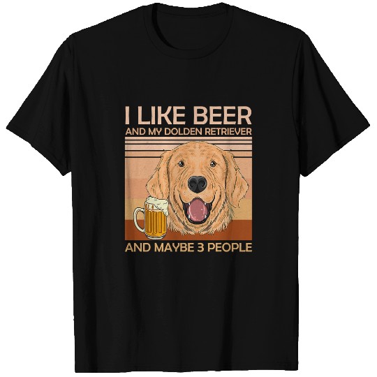Goldie Beer Golden Retriever 3 People Funny Drinking Dog Lover 18 Golden Retriever Dog T-Shirts