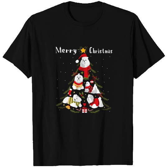 Dog Maltese Christmas Tree xmass Dog Lover T-Shirts
