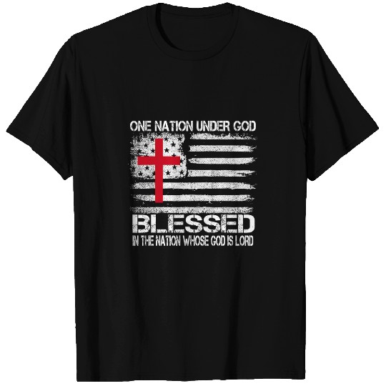 Christian One Nation Under God American Flag Christ T-Shirts