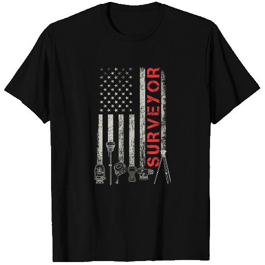 American flag land Surveyor surveying puns engineer T-Shirts