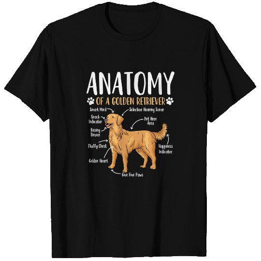 Goldie Anatomy 5 Golden Retriever Dog T-Shirts