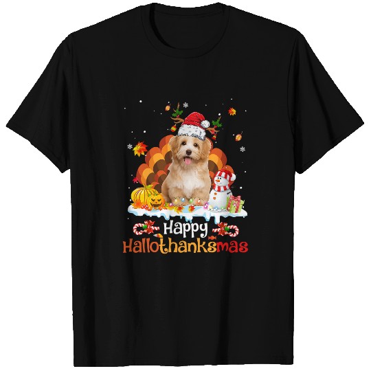 Dog Havanese HalloThanksMas Halloween Thanksgiving Christmas Havanese Dog 513 T-Shirts