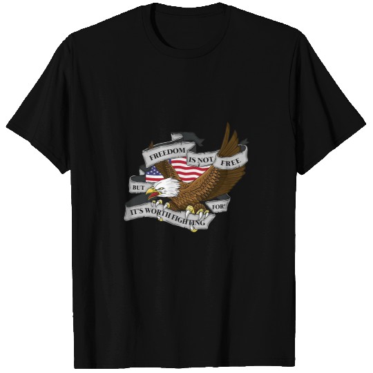 Freedom is not frees Eagle with American Flag Illustration T-Shirts