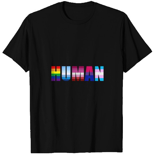 HUMAN LGBT Rainbow Flag Gay Lesbian BI Transgender Pride T-Shirts