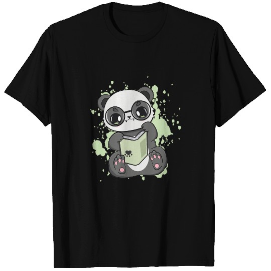 Funny Bear Panda Reading Book And Bear Cub Writers Authors Librarian Cute Bears T-Shirts