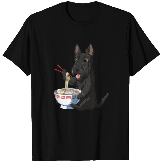Dog Scottish Terrier Funny Japanese Kawaii Ramen Scottie Dog Scottish Terrier T-Shirts