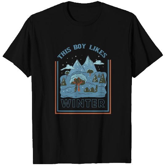 Boy Likes Winter Season Cozy Snow Landscape T-Shirts