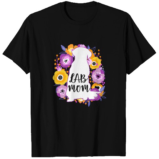 Labrador Lab Dog Labrador Mom Black Lab Purple Flowers Cute Dog Mama Gift T-Shirts