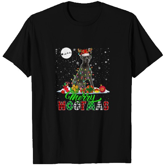 Dog Great Dane Merry Christmas Funny Woof xmass Santa Reindeer Great Dane T-Shirts