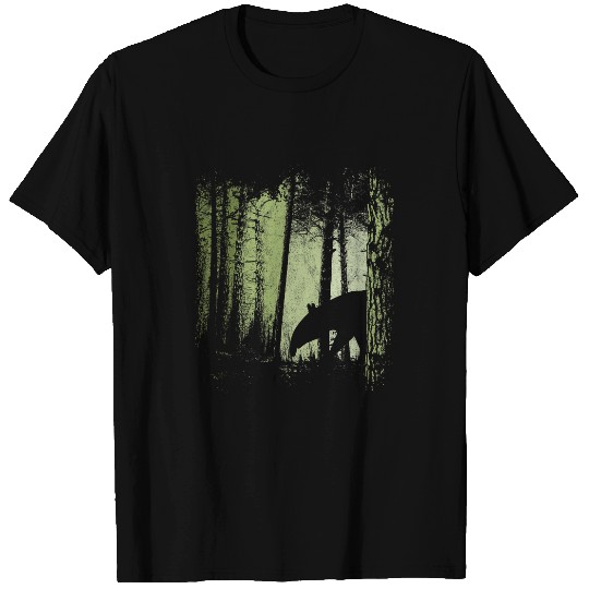 Funky Stylish Tapir Silhouette in Twilight Jungle Forest T-Shirts