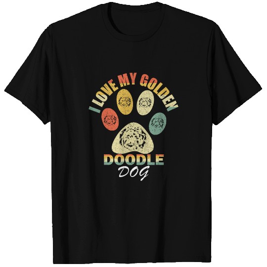 I Love My Golden Doodle Dog With Paw Prints vintages Distress T-Shirts
