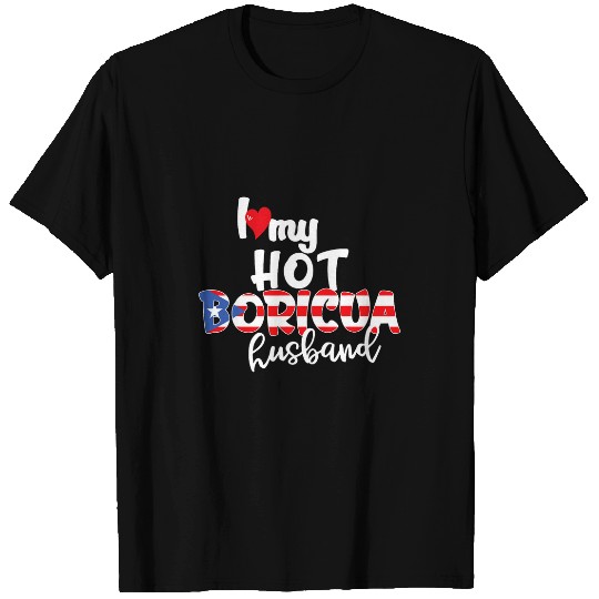 Camiseta Boricua I Love My Husband Puerto Rico Flag Art T-Shirts