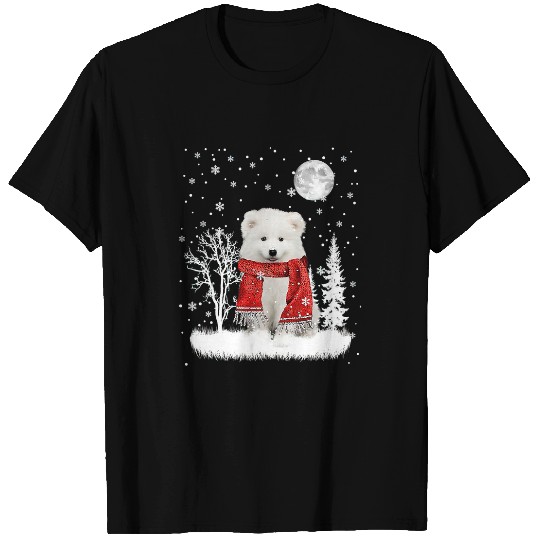 Dog Samoyed Under Moonlight Snow Christmas Pajama 41 T-Shirts