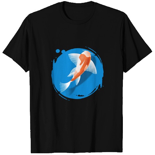 Koi Fish Illustration Enzo Meditation Sky Blue T-Shirts