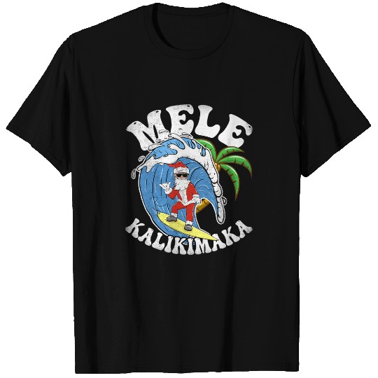 Surf Life Mele Kalikimaka Christmas Surf Design Santa Surfing T-Shirts