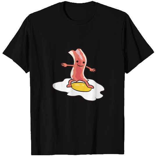 Surf Life Kawaii Bacon Surfing On Fried Egg Breakfast Egg and Bacon T-Shirts