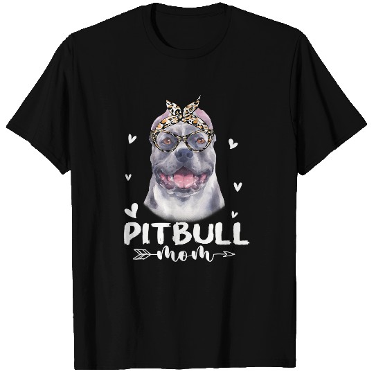 Bully Lover Dog Mom Leopard Print Dog Lovers Mother Day 7 Pitbull Dog T-Shirts