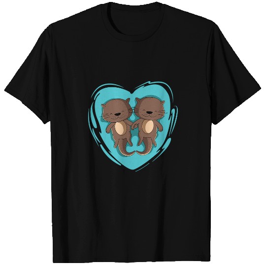 Otters Sea Otter Holding Hands Animal Lover T-Shirts