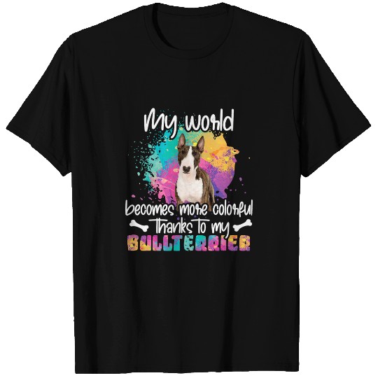 Colorful world bull terrier Bullterrier dog dogs paws 197 T-Shirts