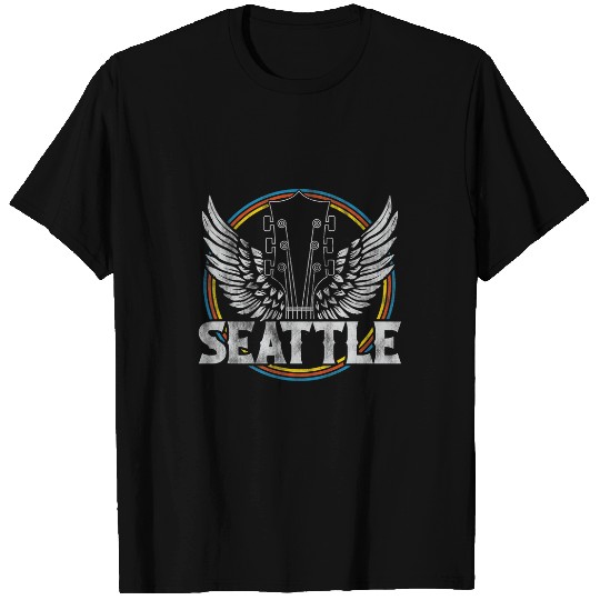 Guitarist Retro Seattle WA Guitar vintages Rock and Roll Band Concert Guitar T-Shirts