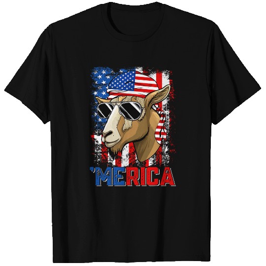 Goats Lover Merica Goats Bandana American Flag Indepedence Day July 4th T-Shirts