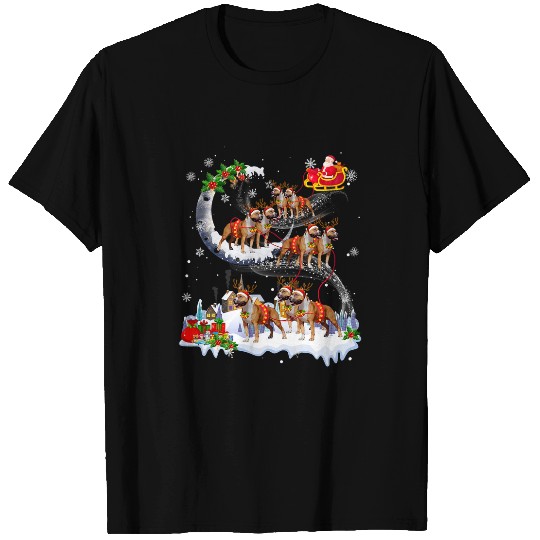 Dog Staffordshire Santa Reindeer Sleigh Dog Staffordshire Bull Terrier T-Shirts