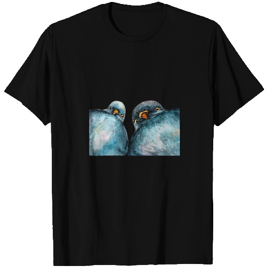 Funny Pigeons Couple Selfie Pigeons Painting T-Shirts