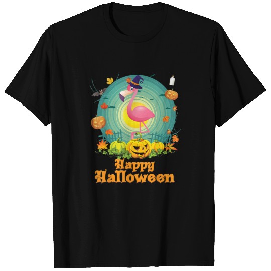 Pink Flamingo Happy Halloween Flamingo Dog Pumpkin Witch ghosts Cute Scary 162 Flamingos T-Shirts