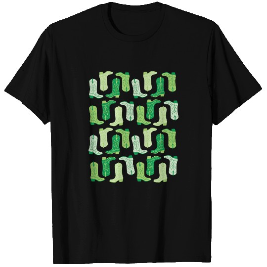 Cowboy Boot Illustration Preppy Western in Green T-Shirts