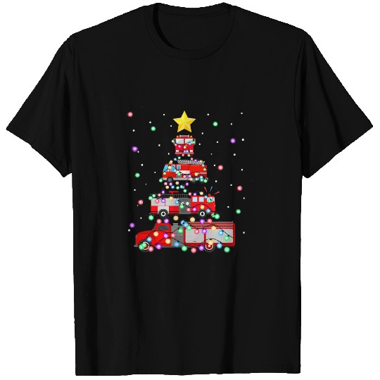 Fireman Firefighter Truck Christmas Tree fires Truck xmass Pajamas 263 Firemen T-Shirts