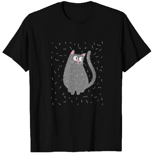 Cat Hair Anywhere Cat Illustration Grey T-Shirts